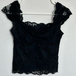 vintage lace mesh see through floral y2k top